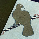 大津絵文様の染め名古屋帯　質感・風合