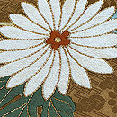 路考茶地に菊水刺繍の名古屋帯　質感・風合