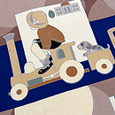 おもちゃ柄の名古屋帯　質感・風合