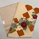 斜め市松に菊の染帯　帯裏