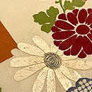 斜め市松に菊の染帯　質感・風合