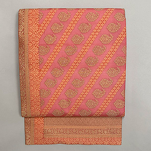 桃色のインドサリーの帯