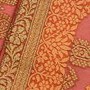 桃色のインドサリーの帯　質感・風合