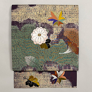 アンティーク帯 刺繍帯 果物刺繍名古屋帯帯22-06-28ご売約済 | アンティーク着物の灯屋2