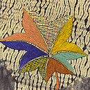 杢目絞りに秋の刺繍帯　質感・風合