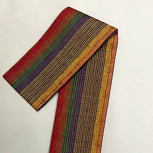 多色縞の木綿半幅帯