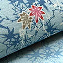 松原工房作　もみじ文様の半幅帯　質感・風合