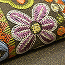 フランス刺繍花文の名古屋帯　質感・風合