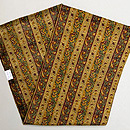 縞に草花文 インドネシア バティック名古屋帯(木綿)　帯裏