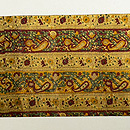 縞に草花文 インドネシア バティック名古屋帯(木綿)　前柄