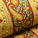 縞に草花文 インドネシア バティック名古屋帯(木綿)　質感・風合