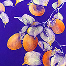 柿枝文様の名古屋帯　質感・風合