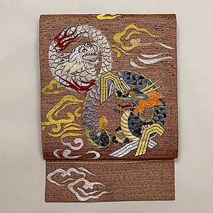 龍の丸文の名古屋帯