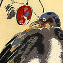 烏瓜にカラス織り文様の名古屋帯　質感・風合