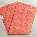 ピンク地サリーの名古屋帯　帯裏