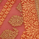 ピンク地サリーの名古屋帯　質感・風合