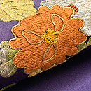 菊尽くし刺繍の名古屋帯　質感・風合
