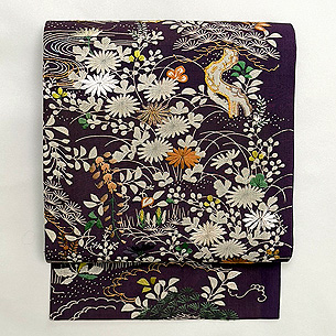 御所解き文様菊柄の名古屋帯