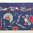 花唐草にボーダー柄のスザニ名古屋帯　前柄