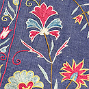 花唐草にボーダー柄のスザニ名古屋帯　質感・風合