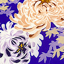 紫地菊に紅葉染めの名古屋帯　質感・風合