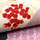 地紙に雪輪文様の名古屋帯　質感・風合