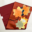 大きな紅葉文の名古屋帯　帯裏