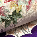 雲取に紅葉の染め名古屋帯　質感・風合