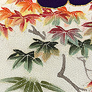 雲取に紅葉の染め名古屋帯　質感・風合