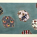 切りばめ文様手描き更紗の名古屋帯　前柄