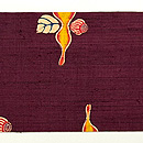 縦節紬雪椿文様の名古屋帯 浦野理一作 前柄