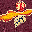 縦節紬雪椿文様の名古屋帯 浦野理一作 質感・風合