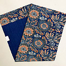 朱入り藍型染めの名古屋帯(木綿)　帯裏