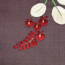 萩文様刺繍の名古屋帯　質感・風合