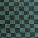 伊兵衛織緑市松の開き名古屋帯 前柄