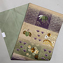 青海波に笹竹・桐・菊・紅葉刺繍名古屋帯　帯裏