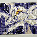 皆川月華作 白木蓮の刺繍 絽の名古屋帯 前柄