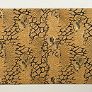 黄土色地松に鶴亀織名古屋帯　前柄