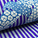 流水に葦文様縞半幅帯　質感・風合