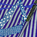 流水に葦文様縞半幅帯　質感・風合