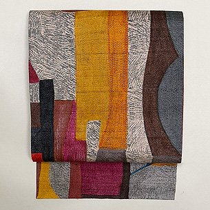 インド カンタワーク抽象画デザイン名古屋帯