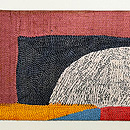 インド カンタワーク抽象画デザイン名古屋帯　前柄