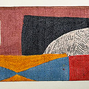 インド カンタワーク抽象画デザイン名古屋帯　前柄