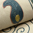 チューリップ柄スザニの名古屋帯　質感・風合