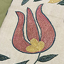 チューリップ柄スザニの名古屋帯　質感・風合