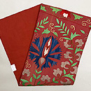 真朱色花唐草スザニの名古屋帯　帯裏