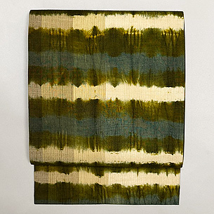 横段絞りの紬名古屋帯