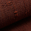浦野理一作 小豆色縦節紬の名古屋帯　質感・風合