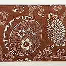 ベンガラ型染めの名古屋帯　前柄