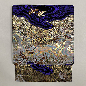 州浜に千鳥の織り名古屋帯